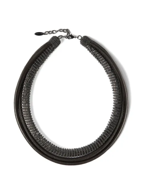 Brunello Cucinelli leather precious necklace