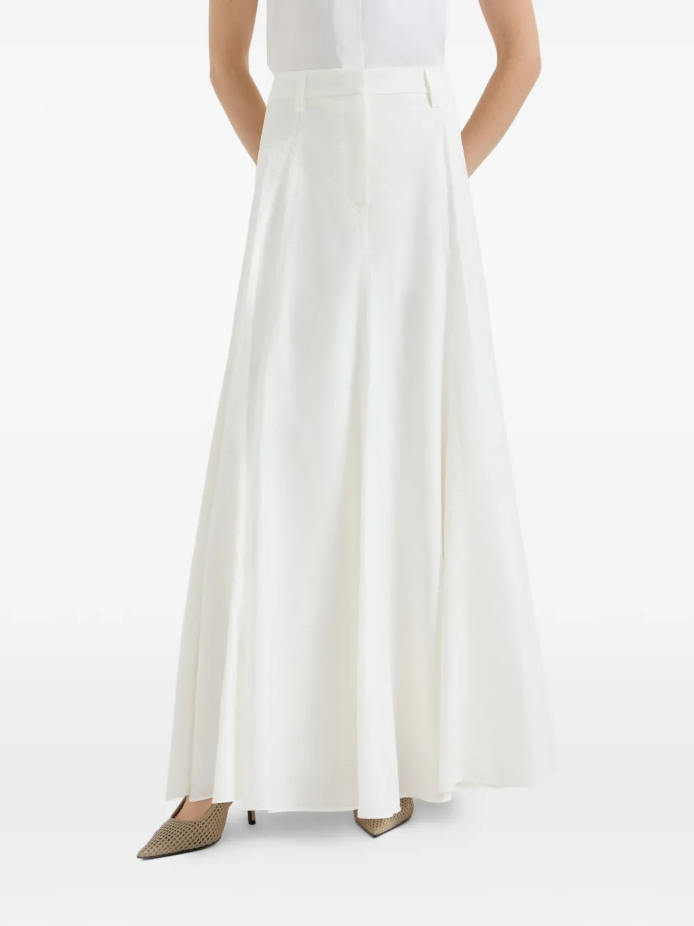  Brunello Cucinelli Flared Maxi Skirt - White 