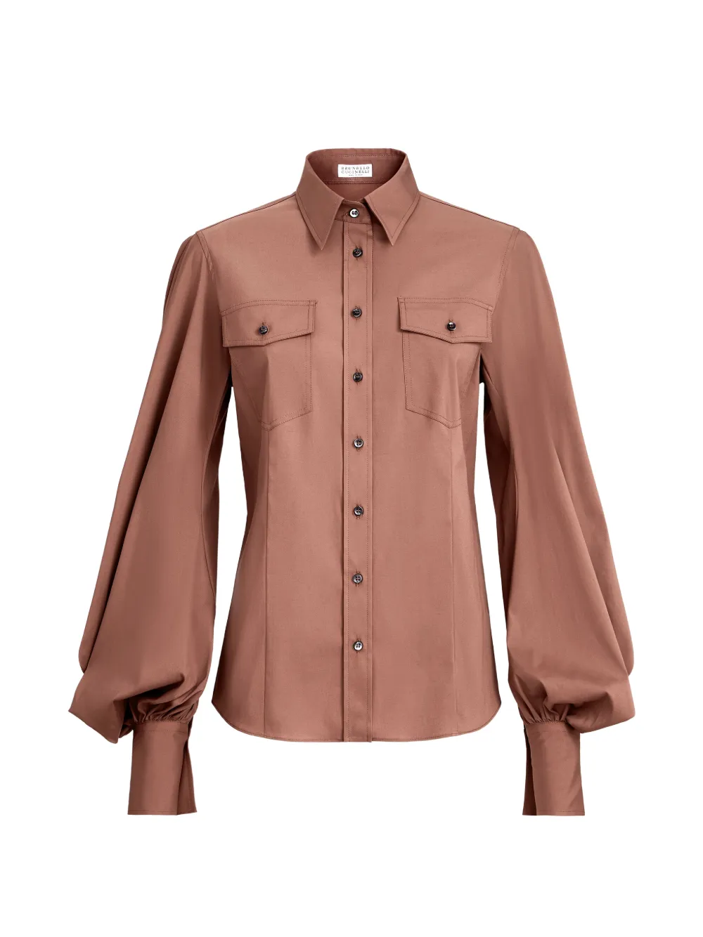 Brunello Cucinelli Camicia con maniche a palloncino - Marrone