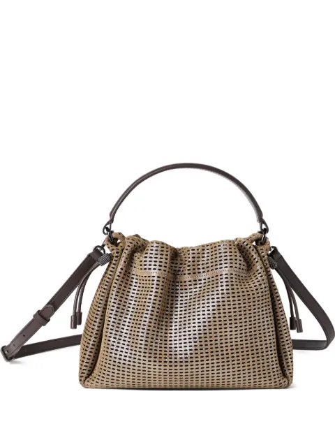 Brunello Cucinelli small sparkling monili leather tote bag