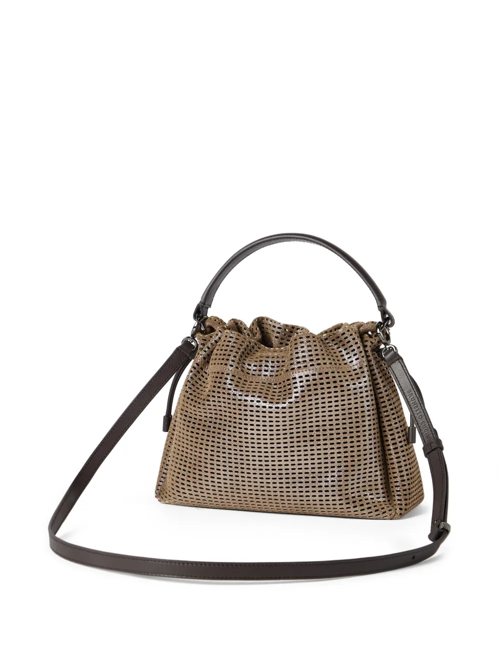 Brunello Cucinelli Kleine Sparkling Monili leren shopper Bruin