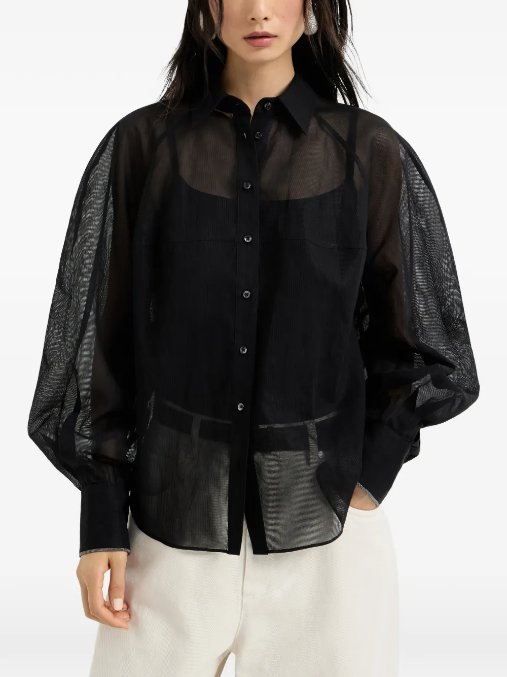  Brunello Cucinelli Monili Cotton Shirt - Black 
