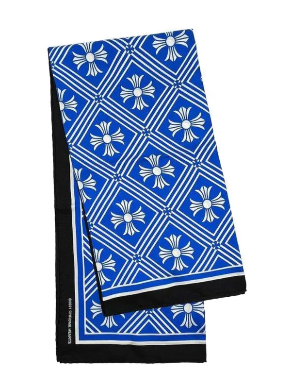 Chrome Hearts cross-motif Silk Scarf | Blue | FARFETCH