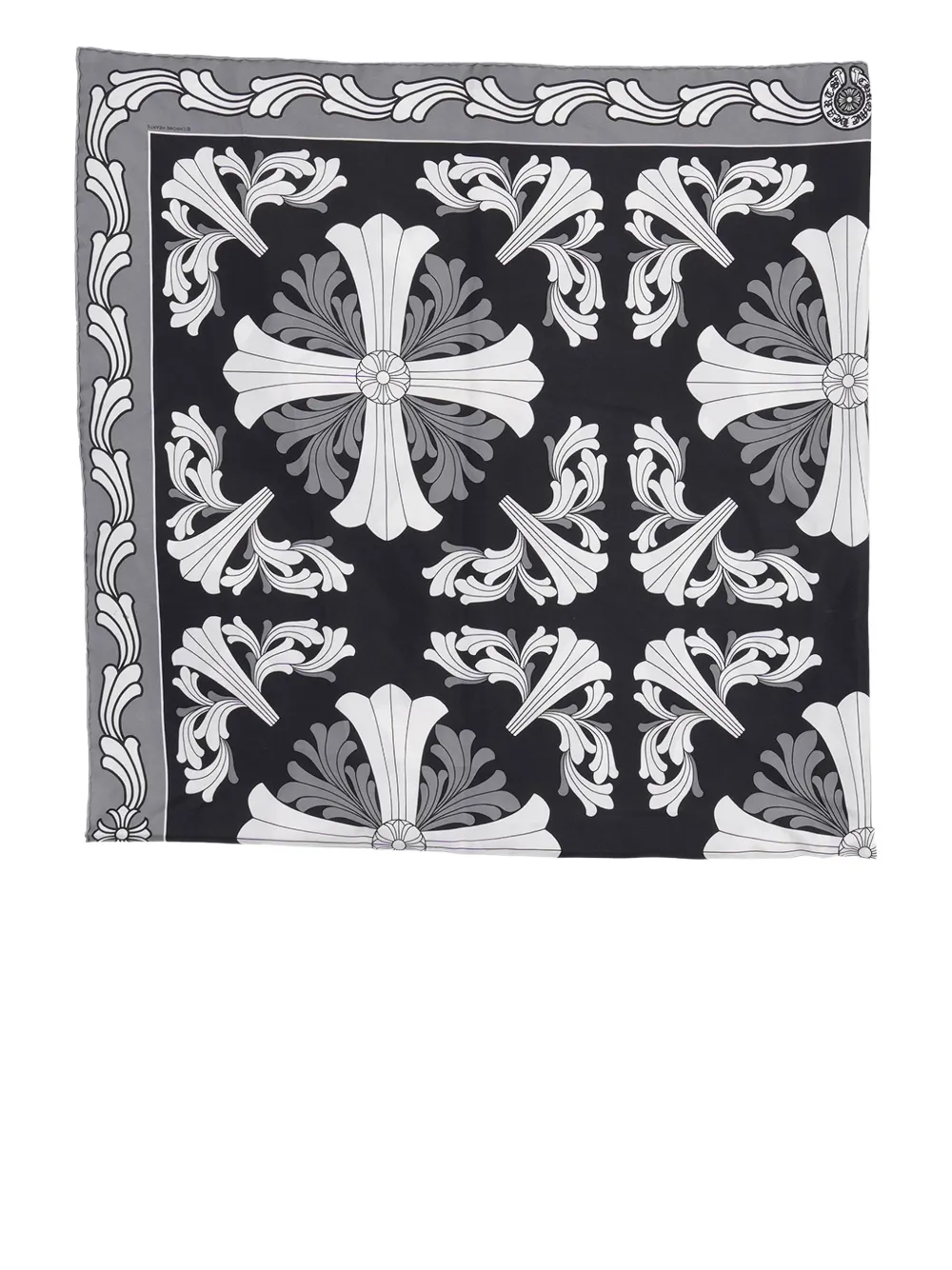 Chrome Hearts floral cross silk scarf - Nero