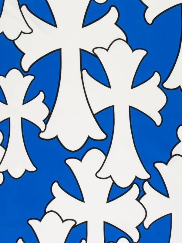 クロムハーツ CEMETERY CROSS SILK スカーフ　バンダナ Chrome Hearts Cemetery Cross Silk Scarf | Blue | FARFETCH