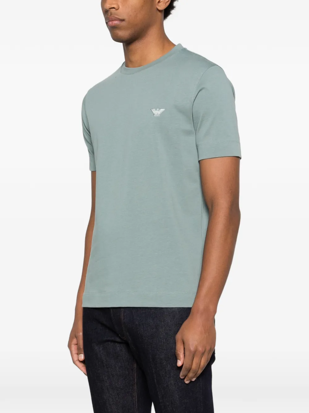 Emporio Armani T-shirt met ronde hals en geborduurde adelaar Blauw
