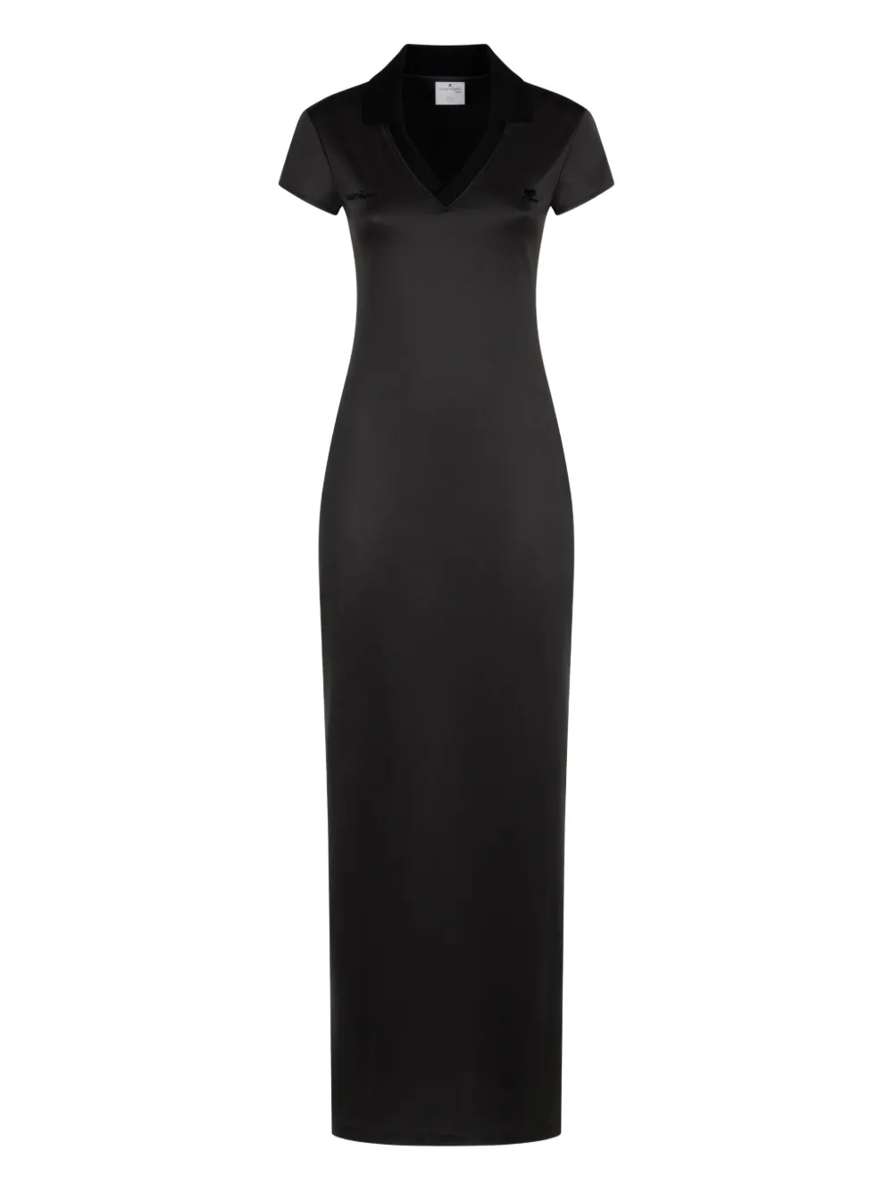 Courrèges V-neck logo-embroidered maxi dress - Nero