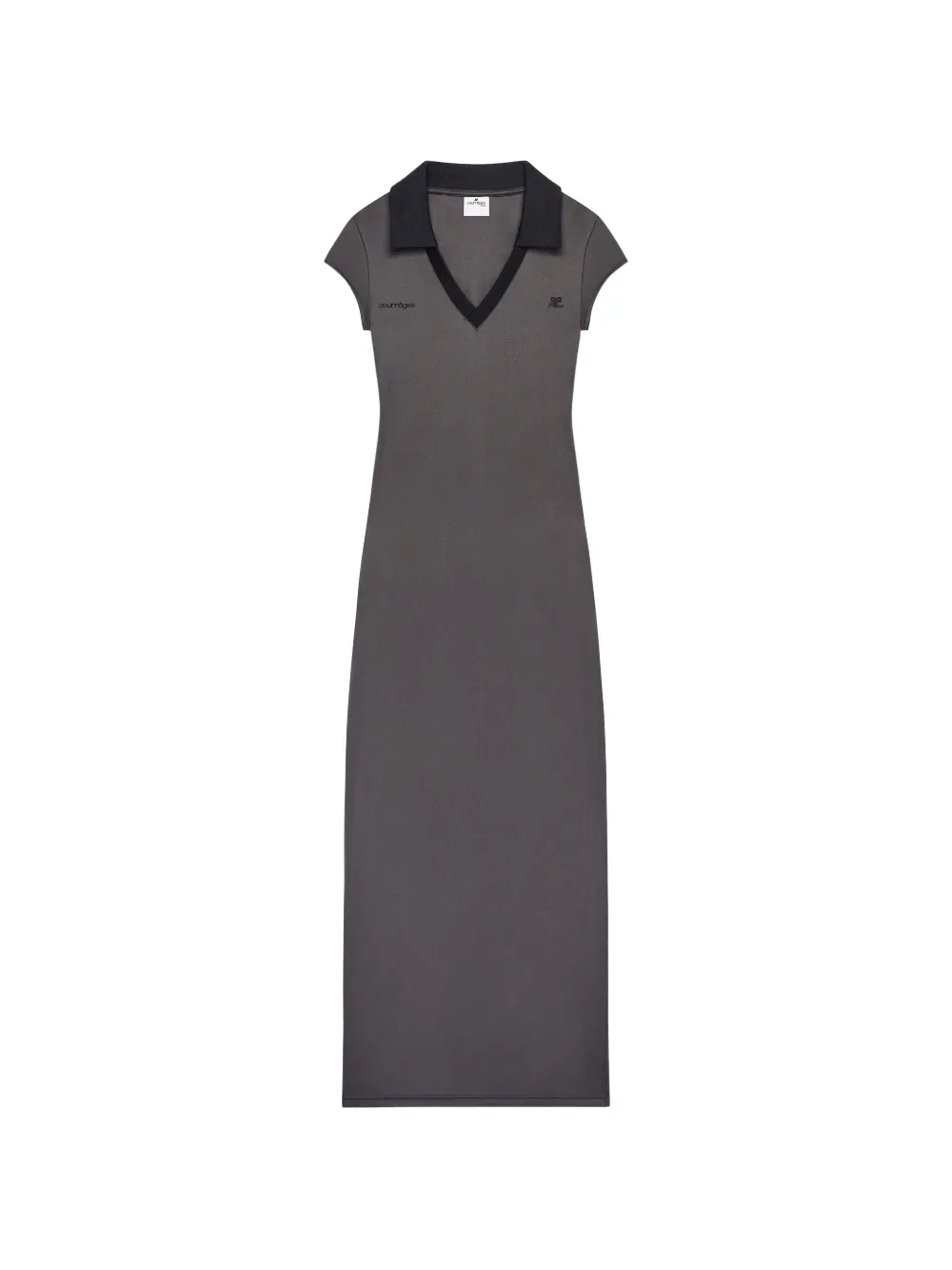 Courrèges Maxi-jurk met geborduurd logo en V-hals Zwart