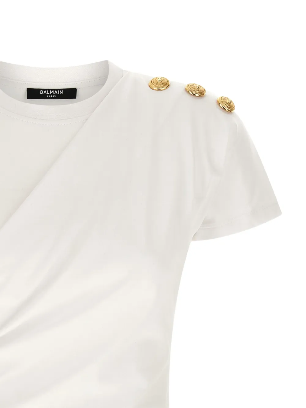 button-embellished draped T-Shirt