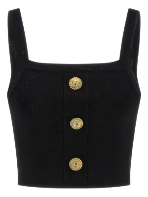 Balmain button-fastening Cropped Top | Black | FARFETCH
