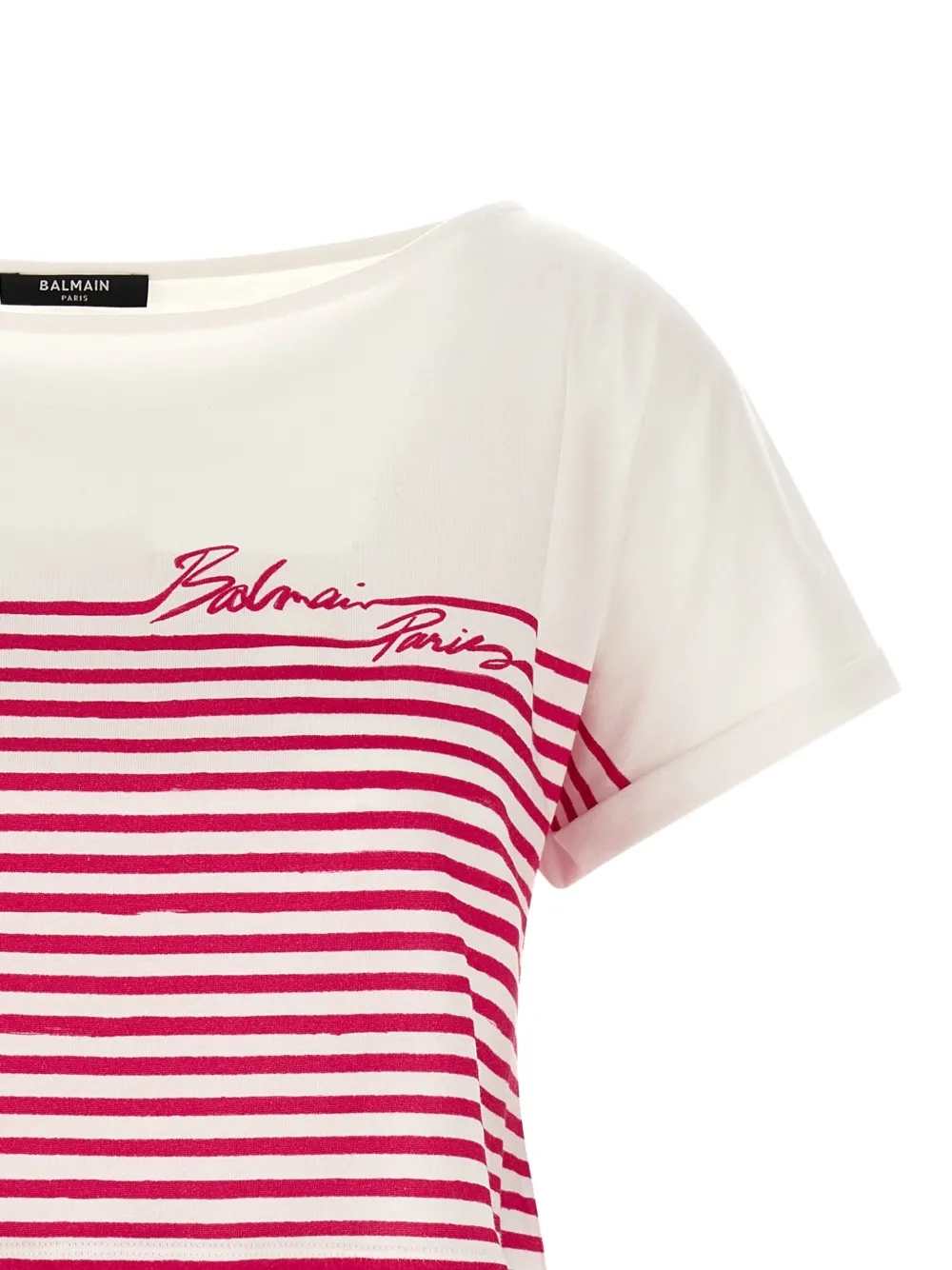 Balmain Marinière gestreept T-shirt Wit