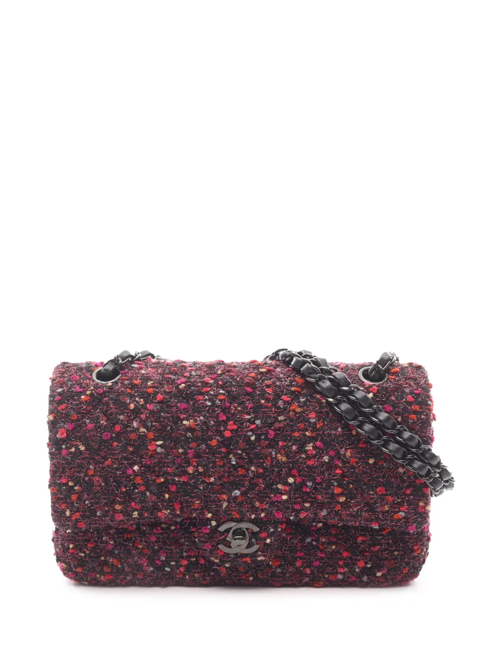 CHANEL Pre-Owned 2018-2019 Medium Classic Tweed Double Flap shoulder bag - Nero