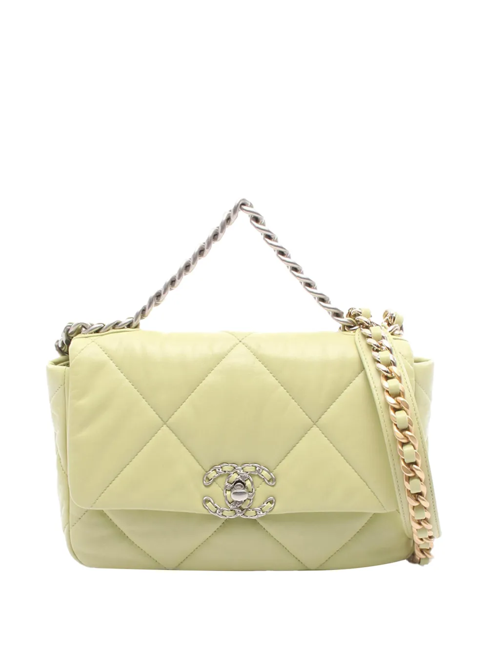 CHANEL Pre-Owned 2021-2025 Medium Lambskin 19 Flap satchel - Verde