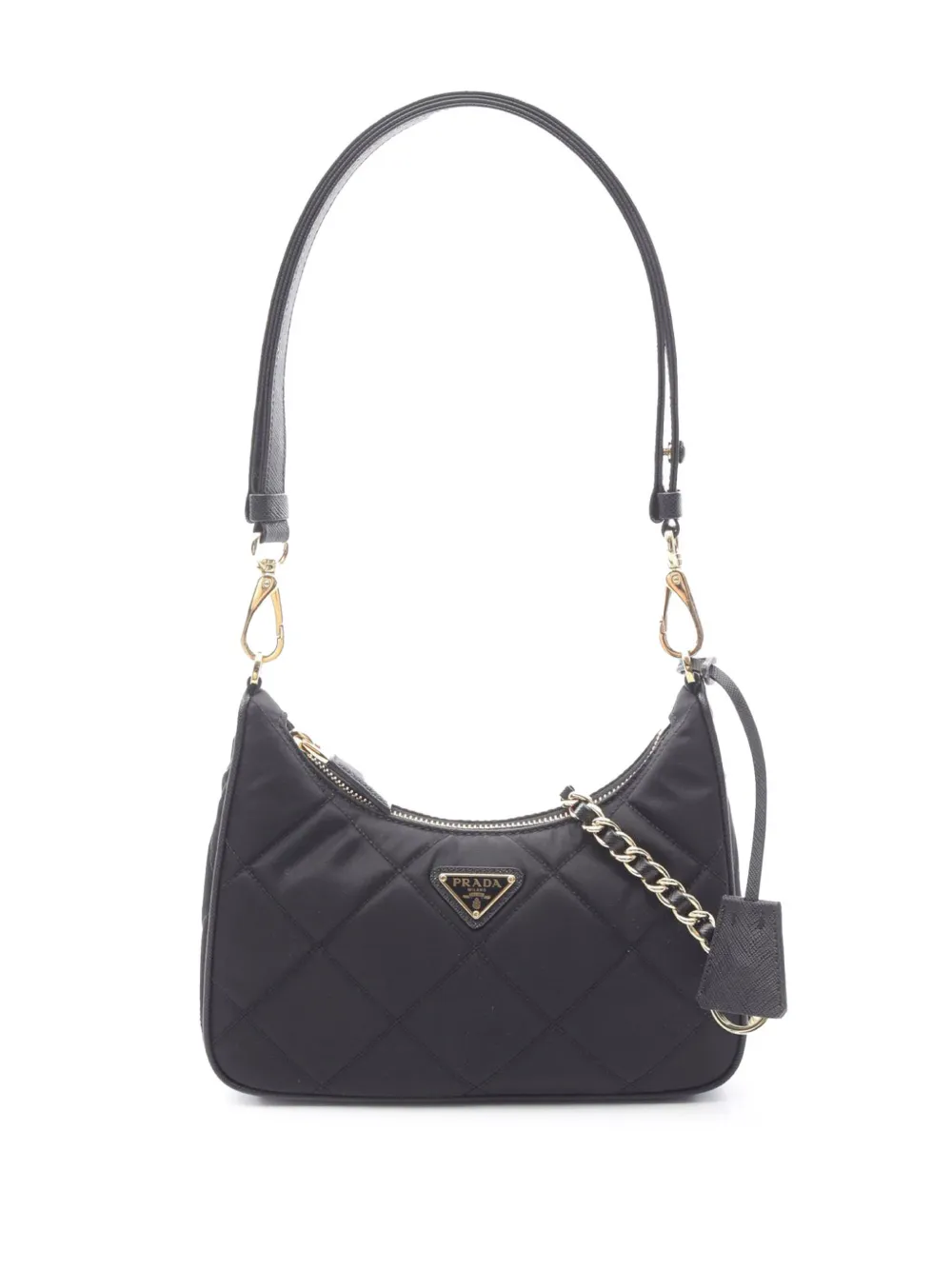Prada Pre-Owned 2013-2025 Saffiano-Trimmed Quilted Tessuto shoulder bag - Nero