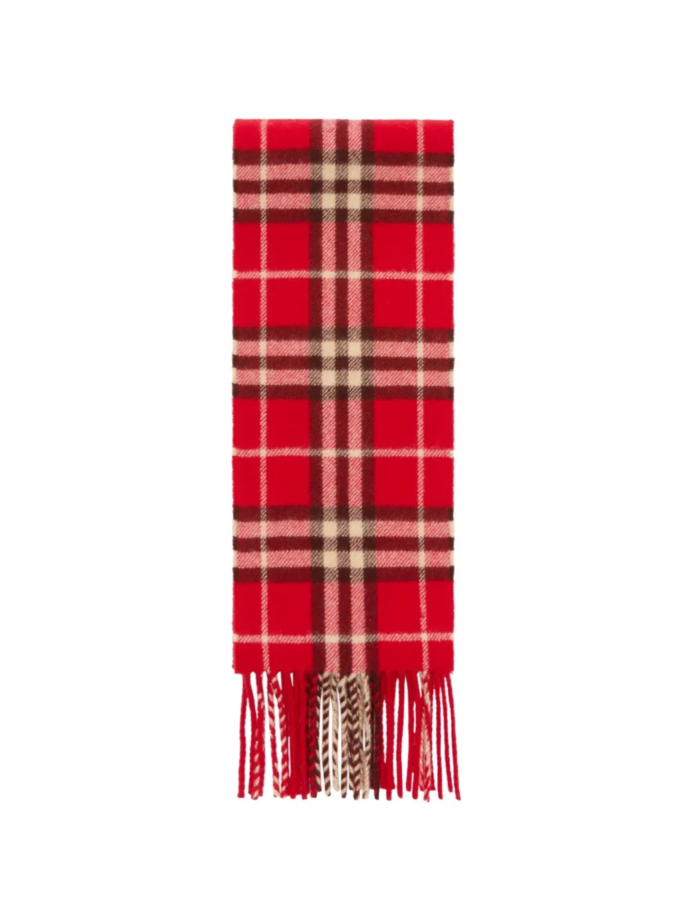  Burberry Check Fringing Scarf - Red 