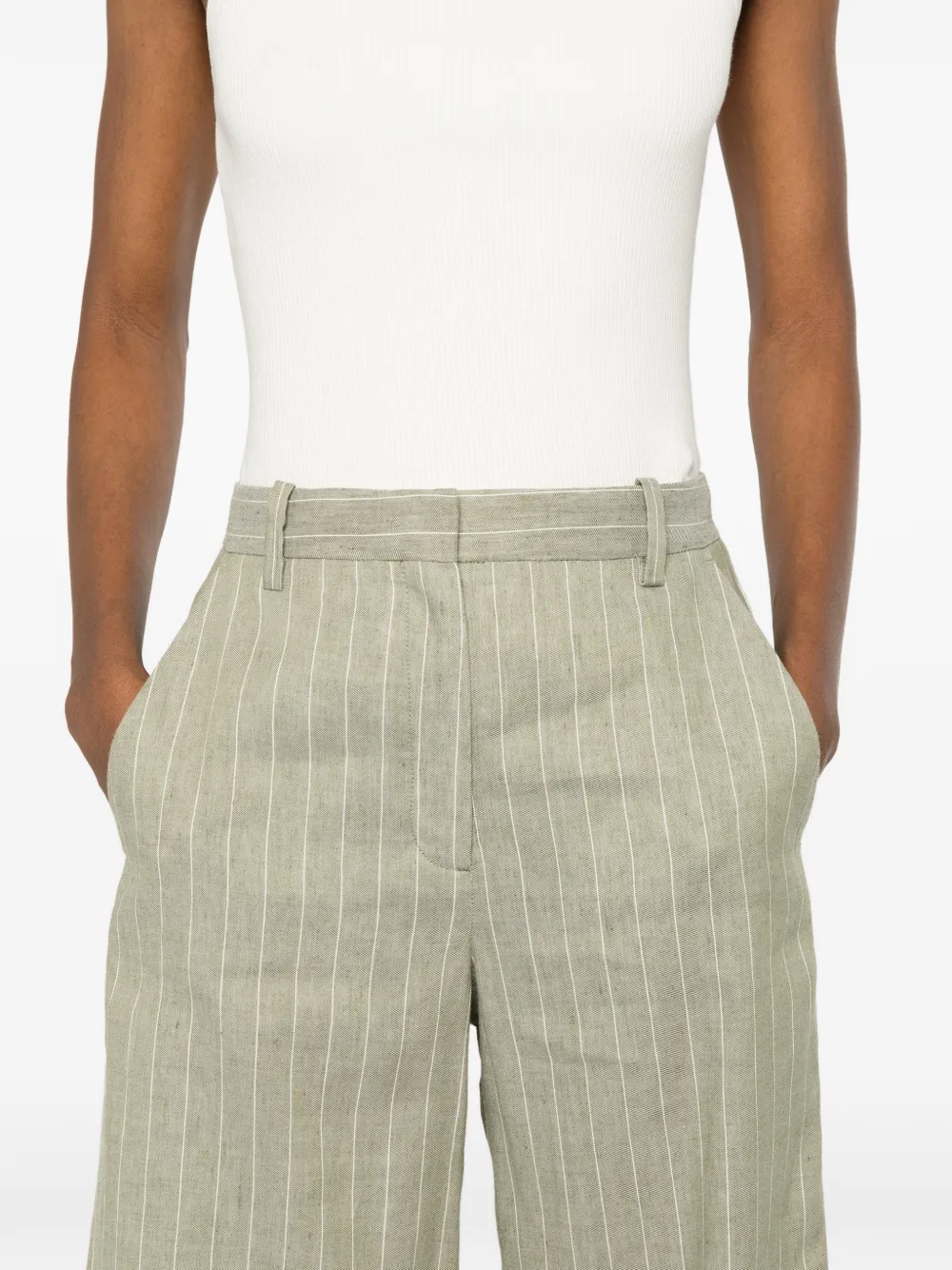 Maje Gestreepte broek Groen