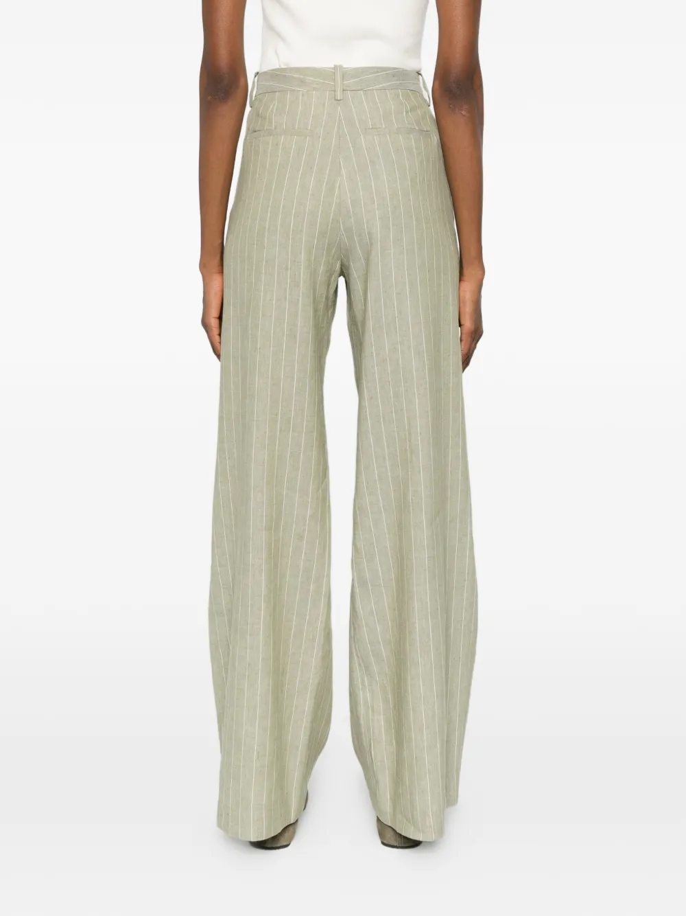 Maje Gestreepte broek Groen