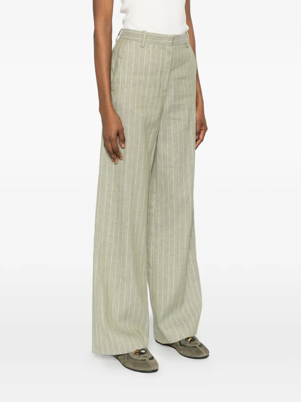  Maje Pantalones Rectos A Rayas - Verde 