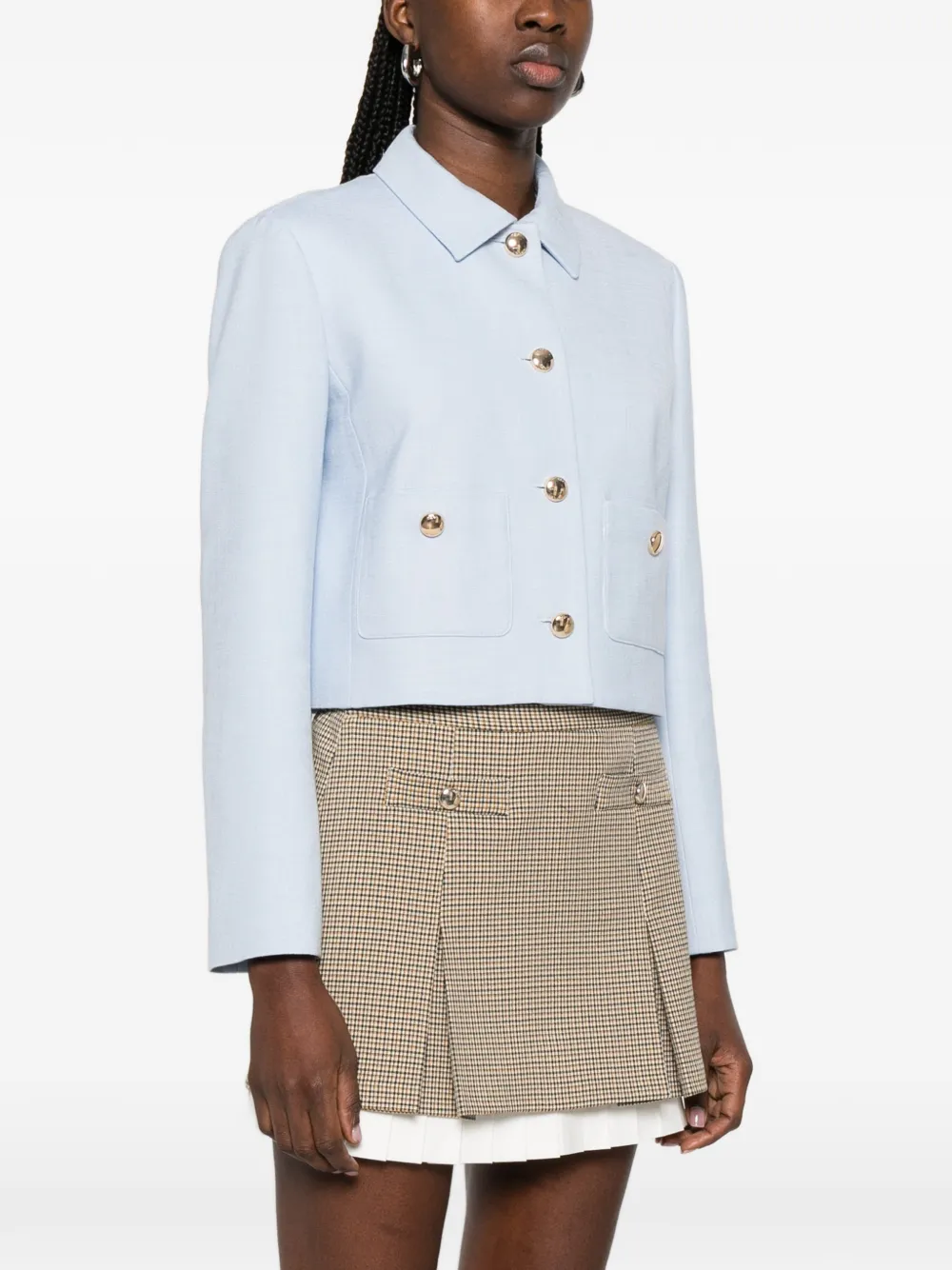  Maje Front-pocket Button-fastening Jacket - Blue 