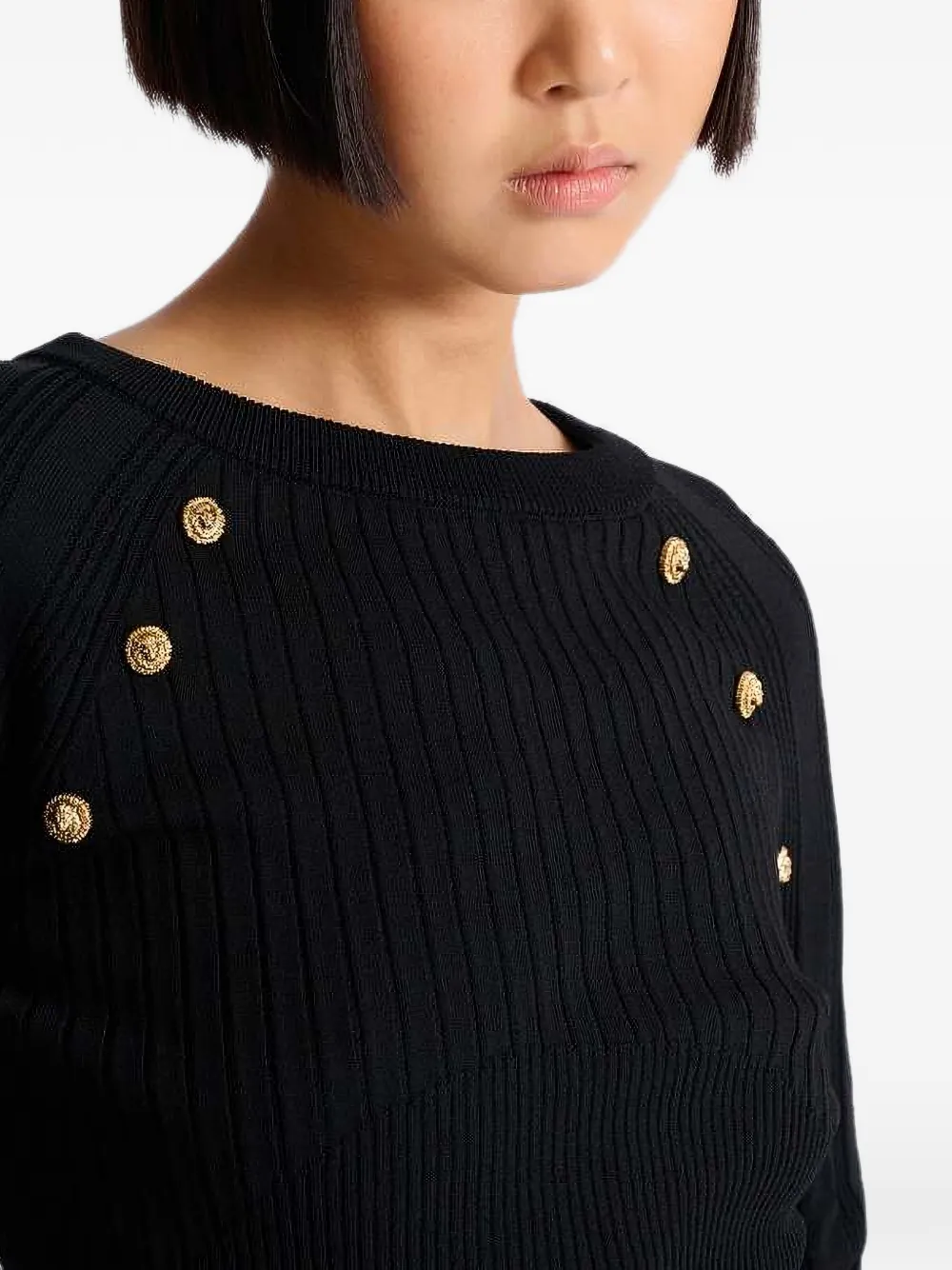 Balmain Trui met drie knopen Zwart