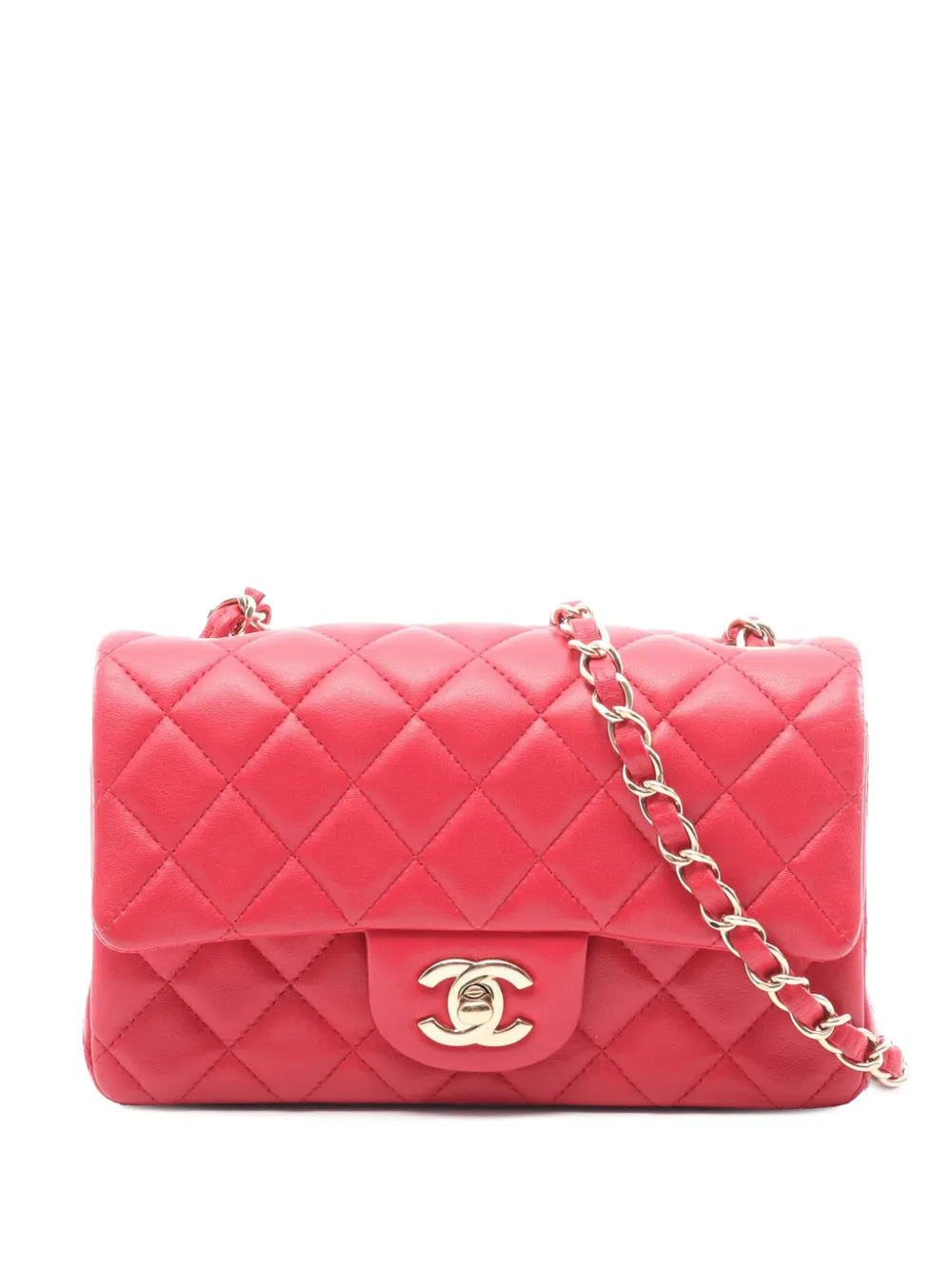 CHANEL Pre-Owned 2015-2016 Mini Rectangular Classic Lambskin Single Flap crossbody bag - Rosso