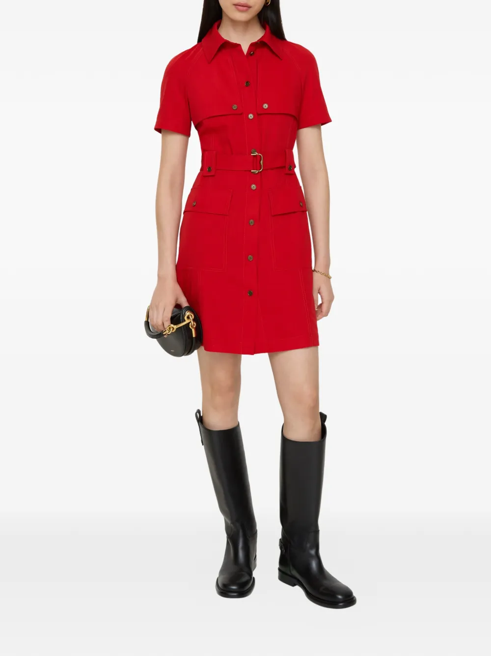 Burberry buckle belted wool mini dress - Rood