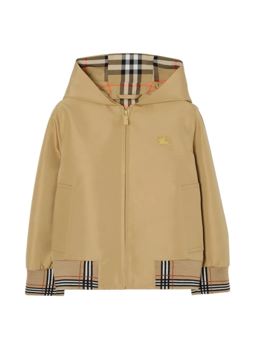 Burberry Kids hooded check-trim jacket - Toni neutri