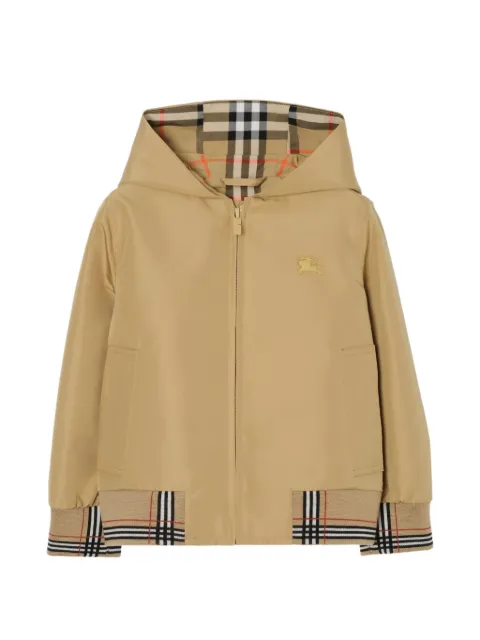 Burberry Kids chaqueta con ribete a cuadros y capucha
