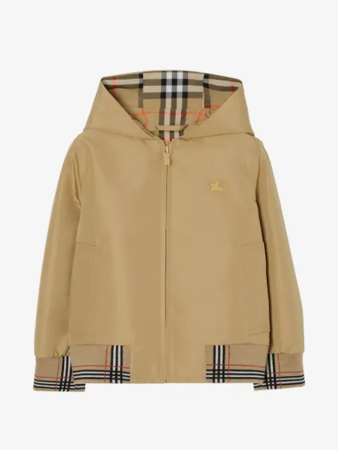 Burberry Kids Kapuzenjacke mit karierten Details