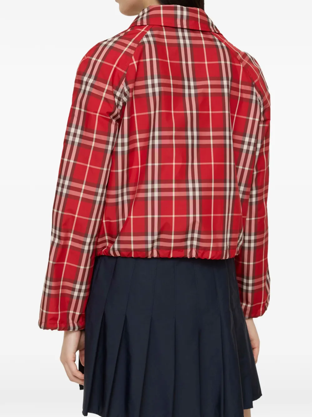  Burberry Check Hooded Jacket - Red 