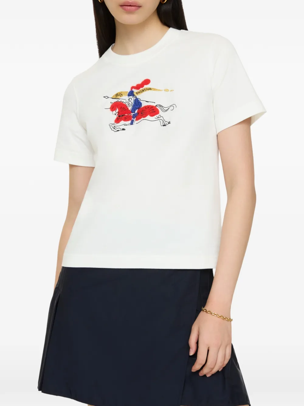  Burberry T-shirt à Motif Equestrian Knight - Blanc 
