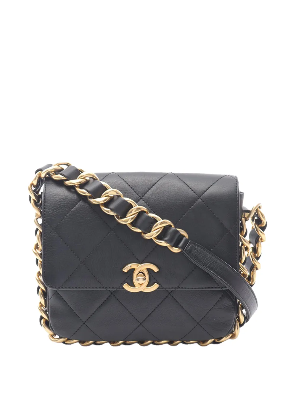 CHANEL Pre-Owned 2021-2025 Small Quilted Lambskin Framing Chain Flap shoulder bag - Nero