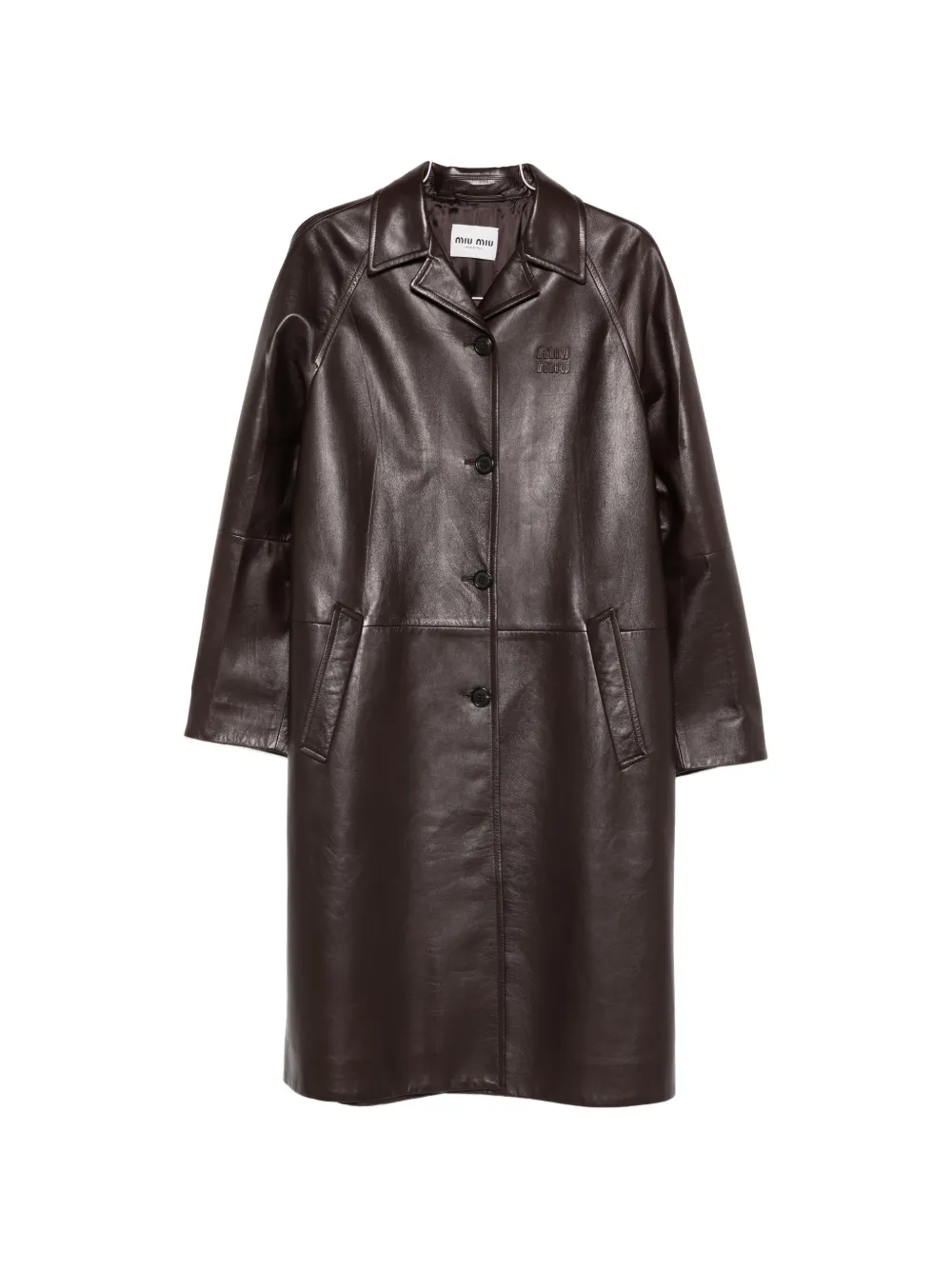 Miu Miu logo-detail button coat - Marrone