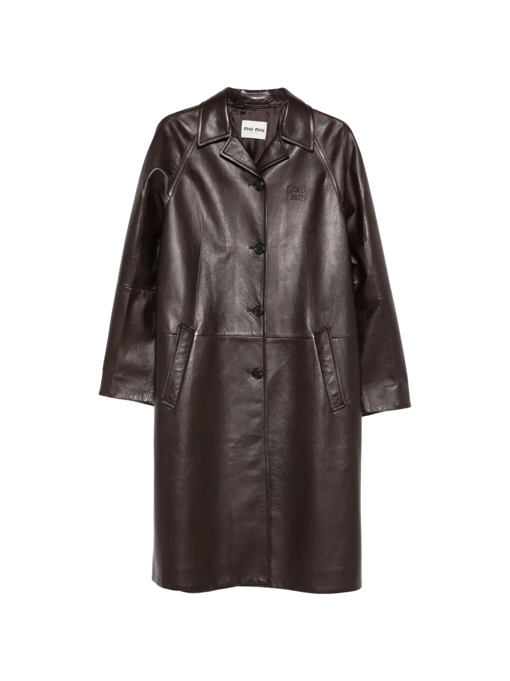 Miu Miu logo-detail button coat - Marrone