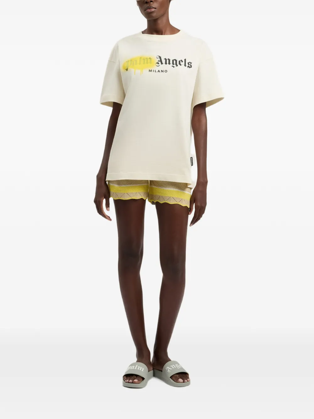 Palm Angels Spray City Milan T-shirt Beige