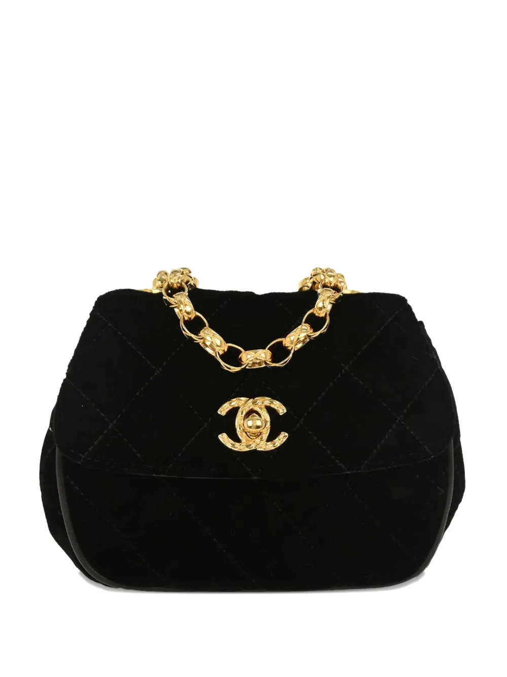 CHANEL Pre-Owned 1992 velvet quilted shoulder bag - Nero