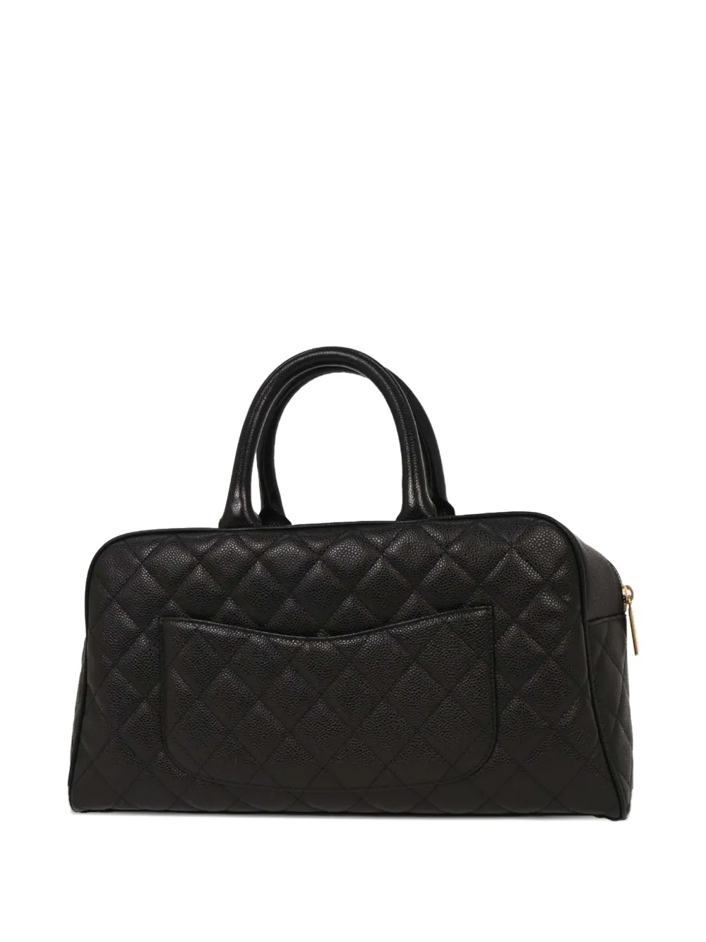 CHANEL Pre-Owned 2003 quilted caviar bowler bag - Zwart