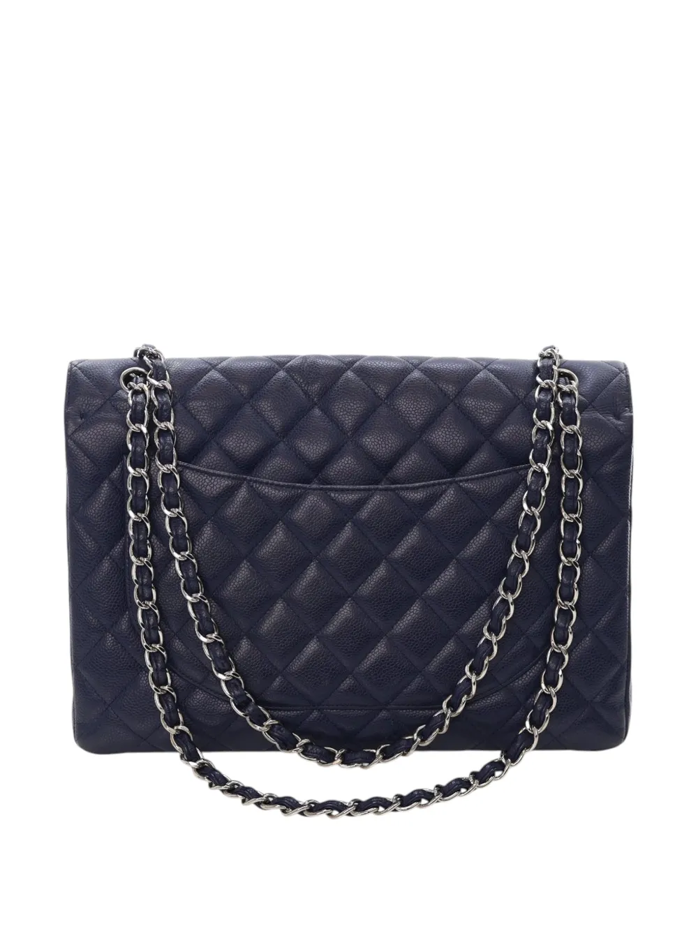 Pre-owned Chanel 2009-2010 Maxi Classic Caviar Single Flap Shoulder Bag In Blue