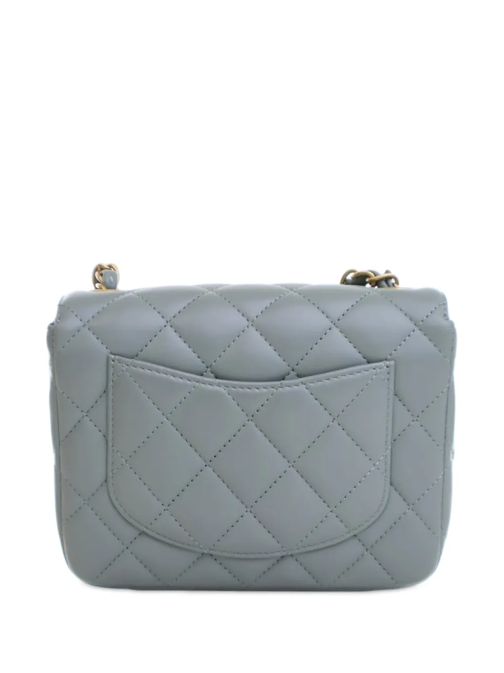 CHANEL Pre-owned 2021-2025 Mini Square Lambskin Casino Royale Charms Single Flap Crossbody Bag In Blue