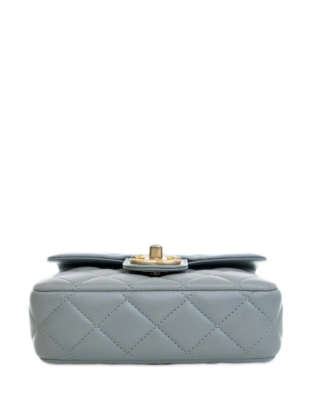 CHANEL Pre-owned 2021-2025 Mini Square Lambskin Casino Royale Charms Single Flap Crossbody Bag In Blue