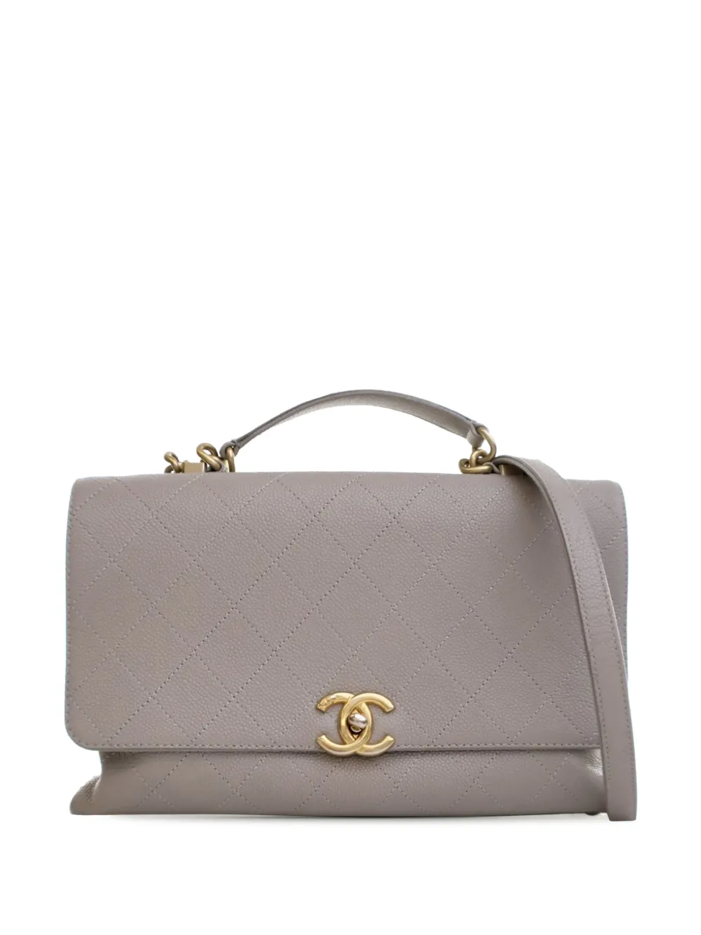 CHANEL Pre-Owned 2019 Medium Stitched Caviar Chic Affinity Top Handle Bag satchel - Marrone