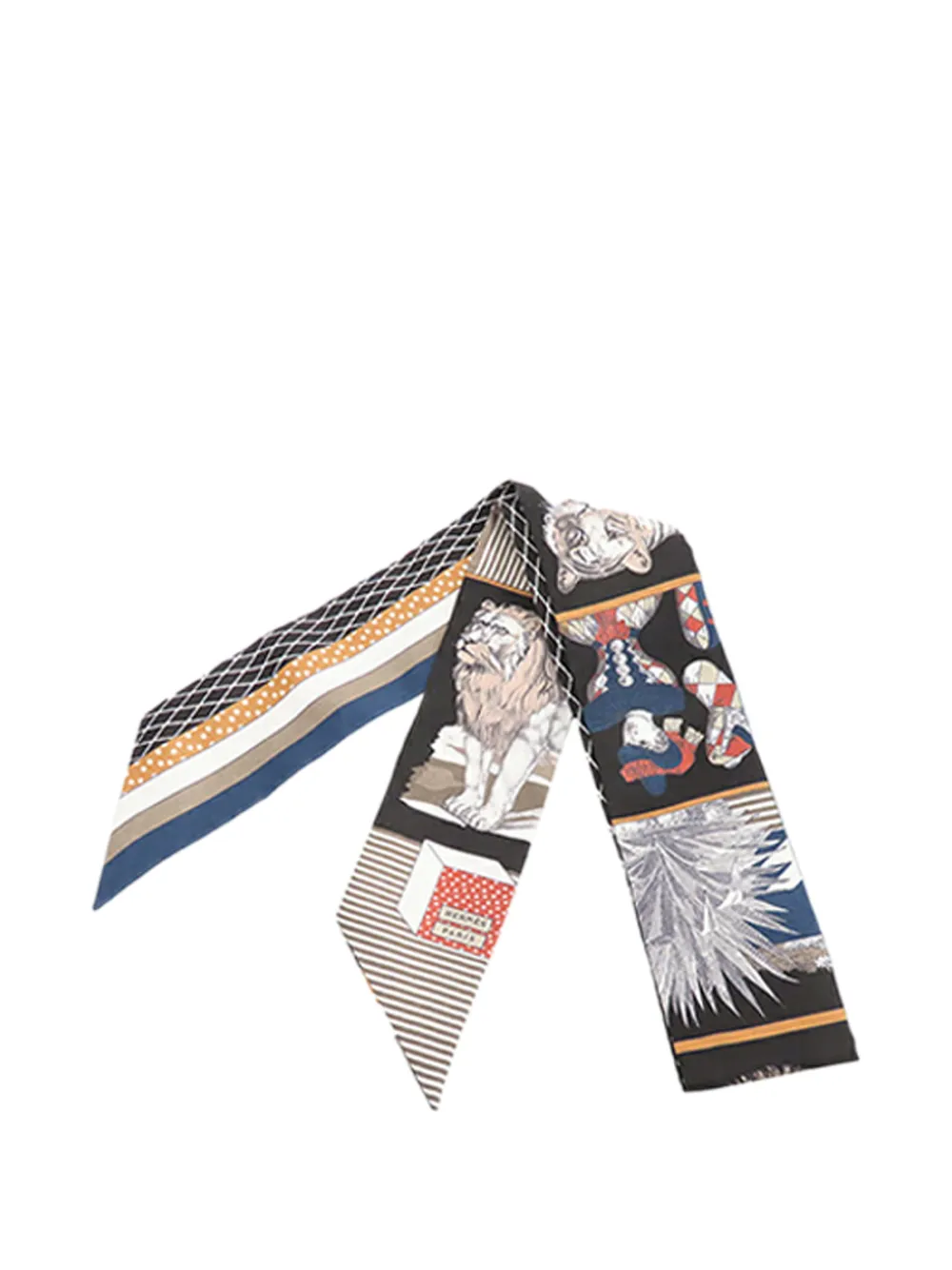 HERMES Pre-owned 2000-2025 Grand Theatre Nouveau Silk Twilly Scarf Scarves In Brown