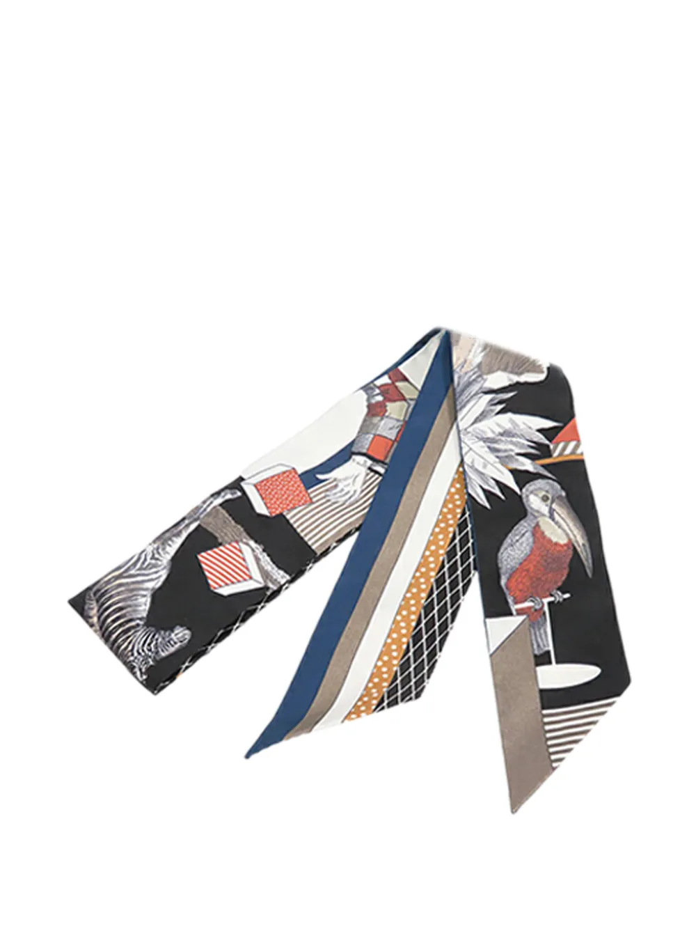 HERMES Pre-owned 2000-2025 Grand Theatre Nouveau Silk Twilly Scarf Scarves In Brown