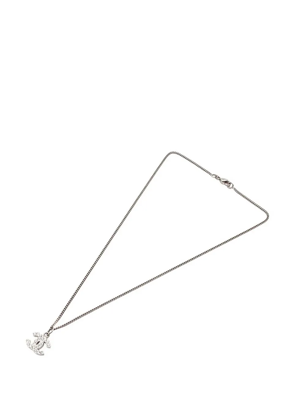 CHANEL Pre-Owned 2010 CC Silver Rhinestones Pendant Necklace costume necklace - Argento