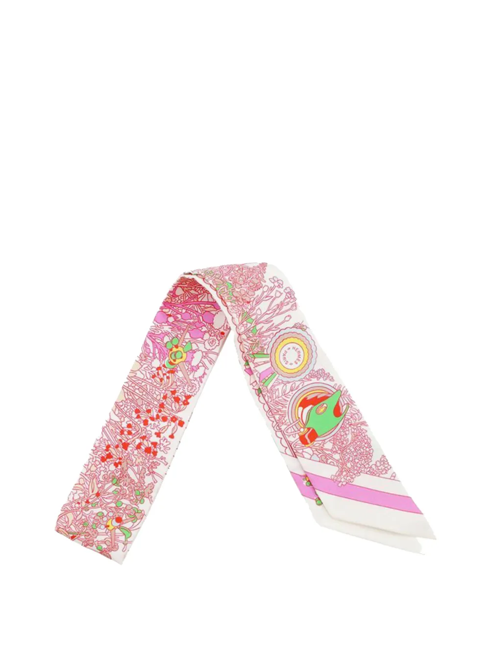 Hermès Pre-Owned 2025 Pony Pit Stop Silk Twilly Scarf scarves - Rosa