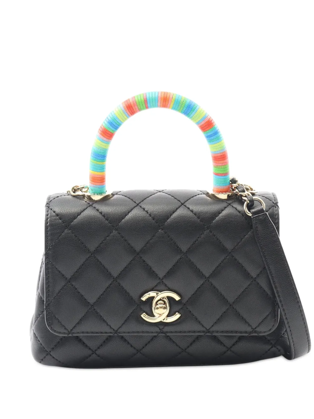 CHANEL Pre-Owned 2021 Extra Mini Lambskin Rainbow Top Handle Bag handbag - Nero