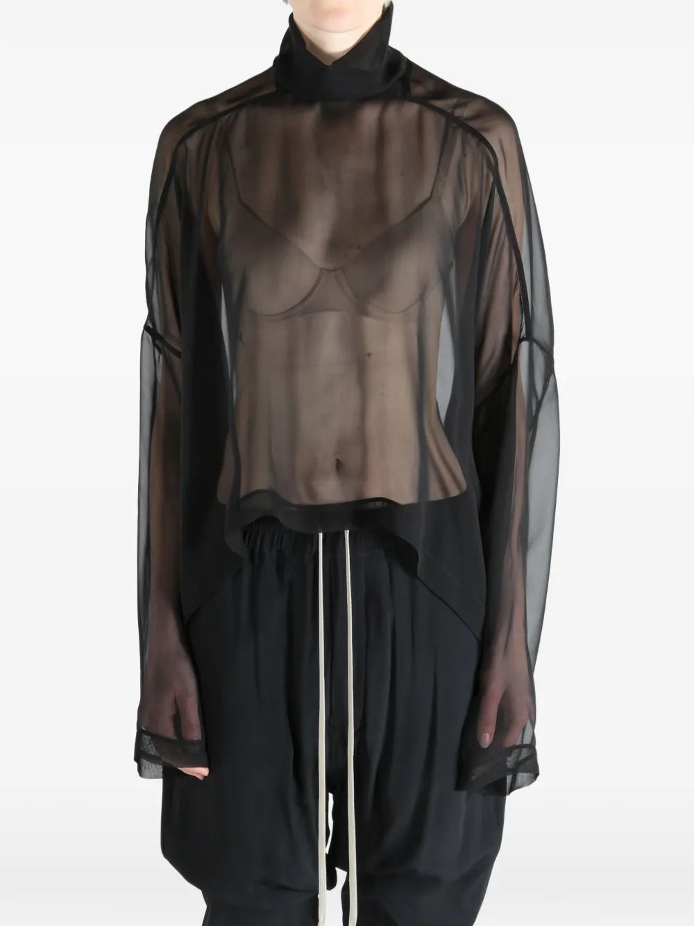 Rick Owens Jumbo Tabard doorzichtige blouse Zwart