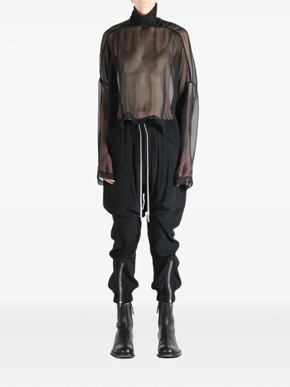 Rick Owens Jumbo Tabard sheer blouse - Zwart