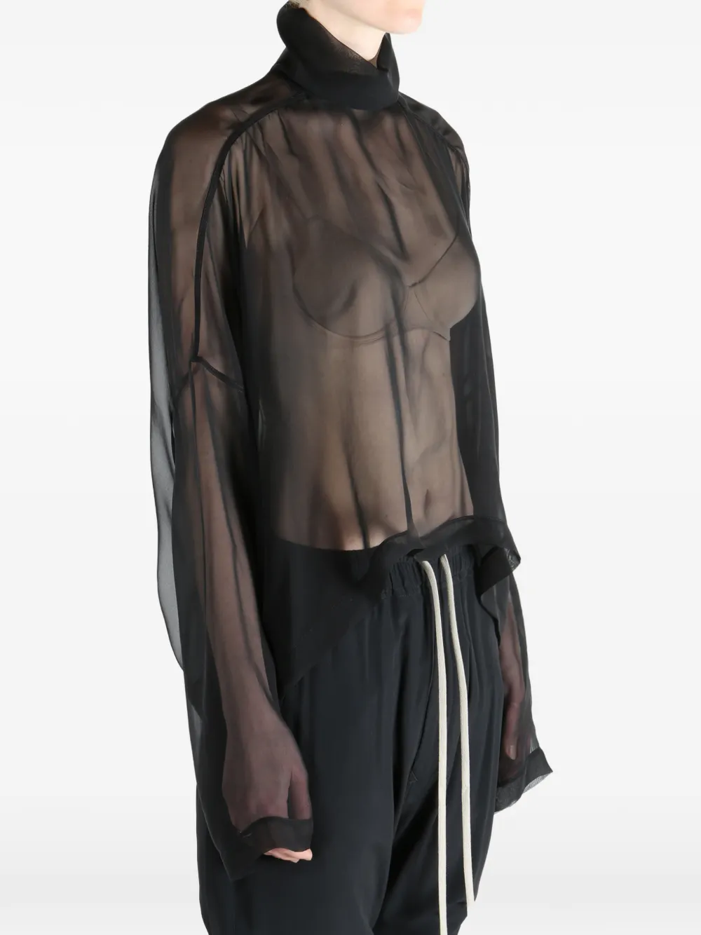 Rick Owens Jumbo Tabard doorzichtige blouse Zwart