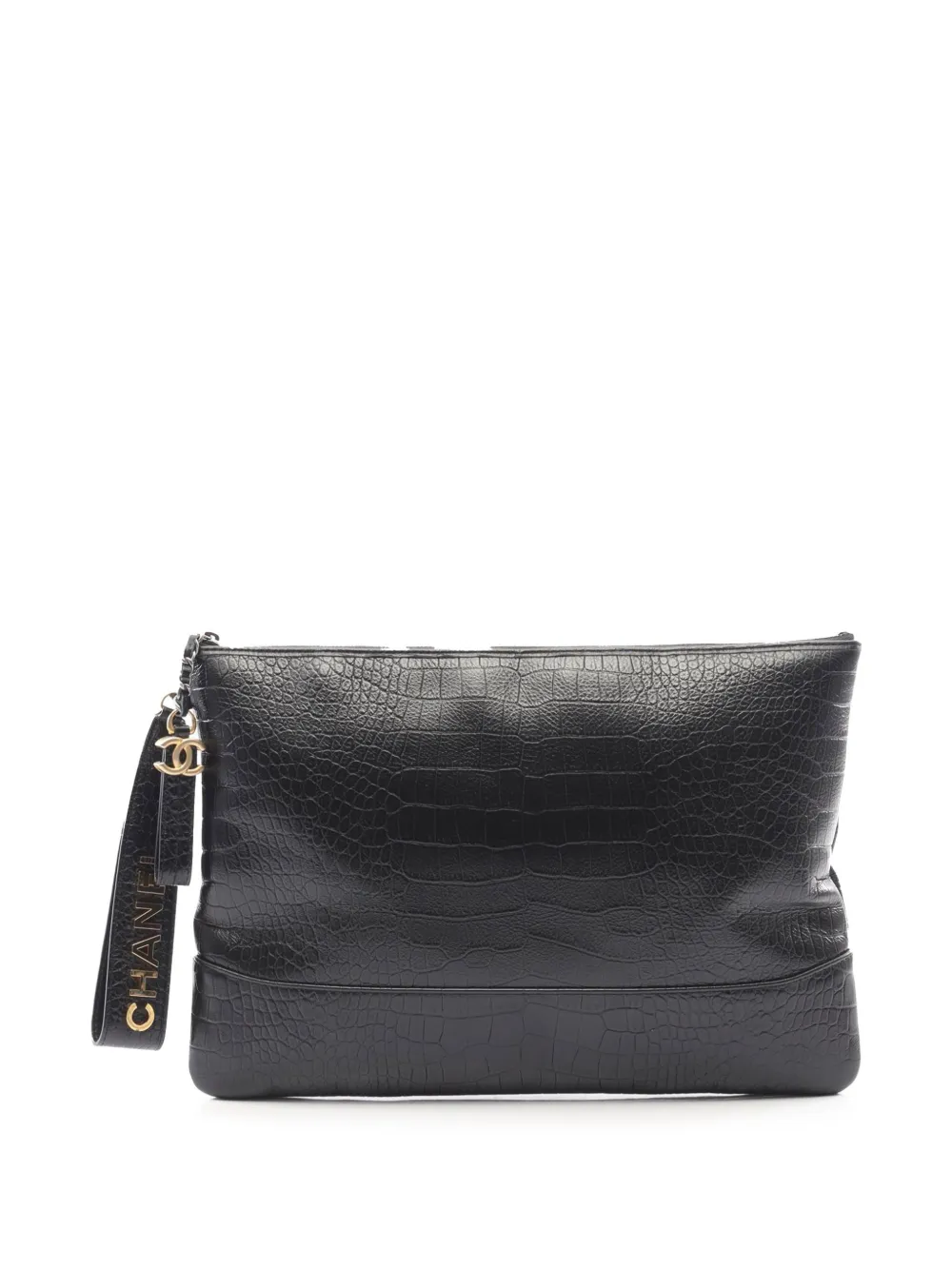 CHANEL Pre-Owned 2019 Embossed Croc Gabrielle clutch bag - Nero